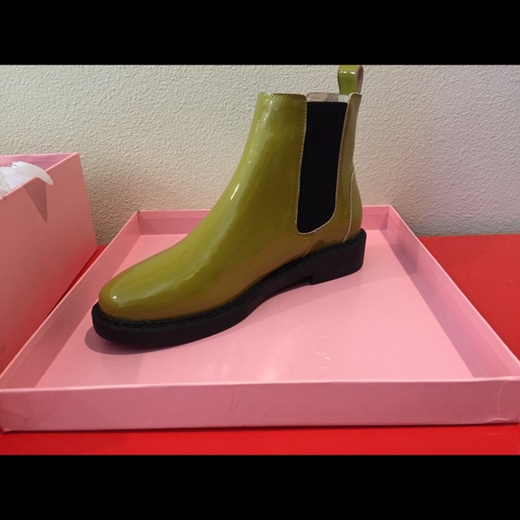- Chartreuse Patent Leather ankle bootie sli… - Picture 2 of 5